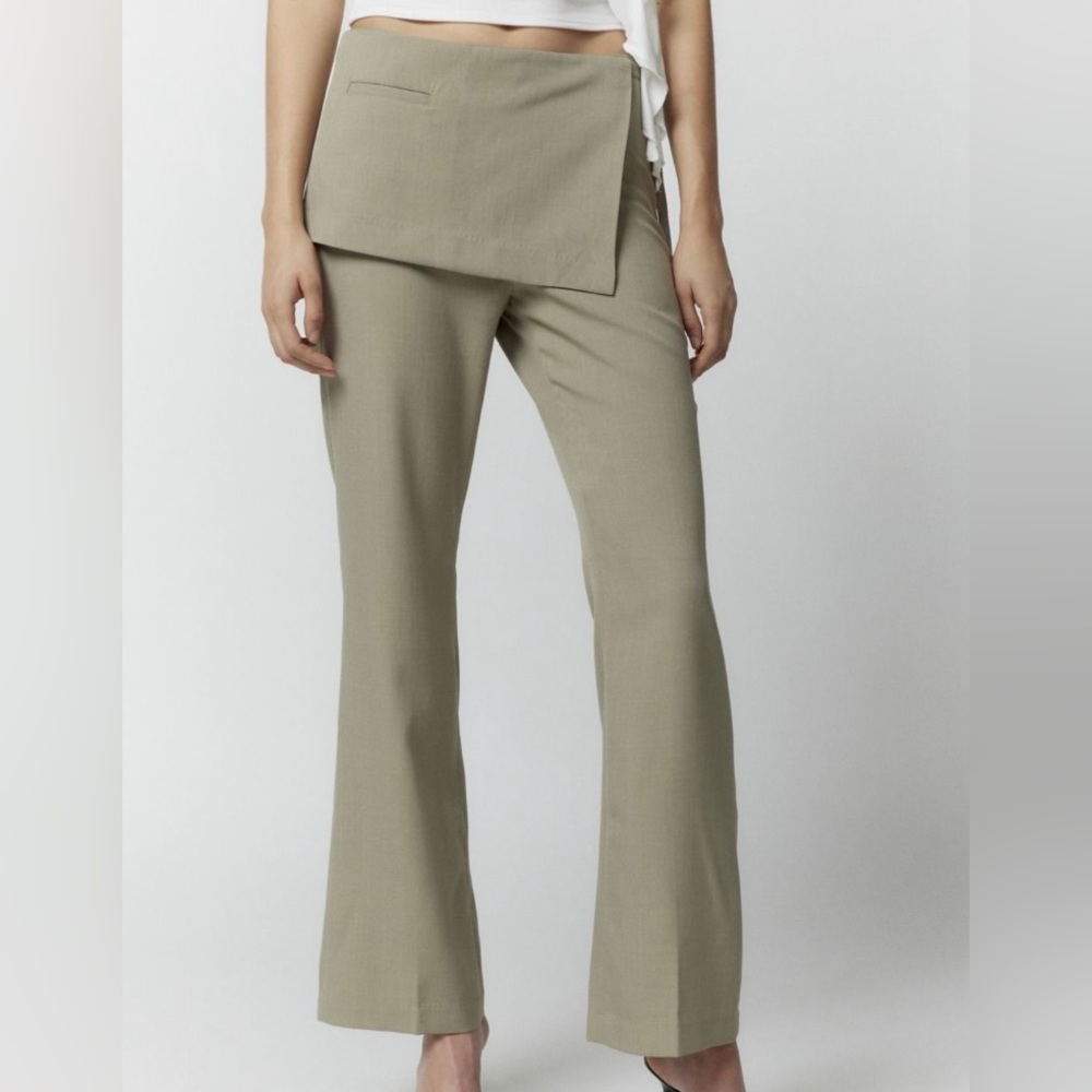 Urban Outfitters Olive Green Wrap-Overlay Trousers